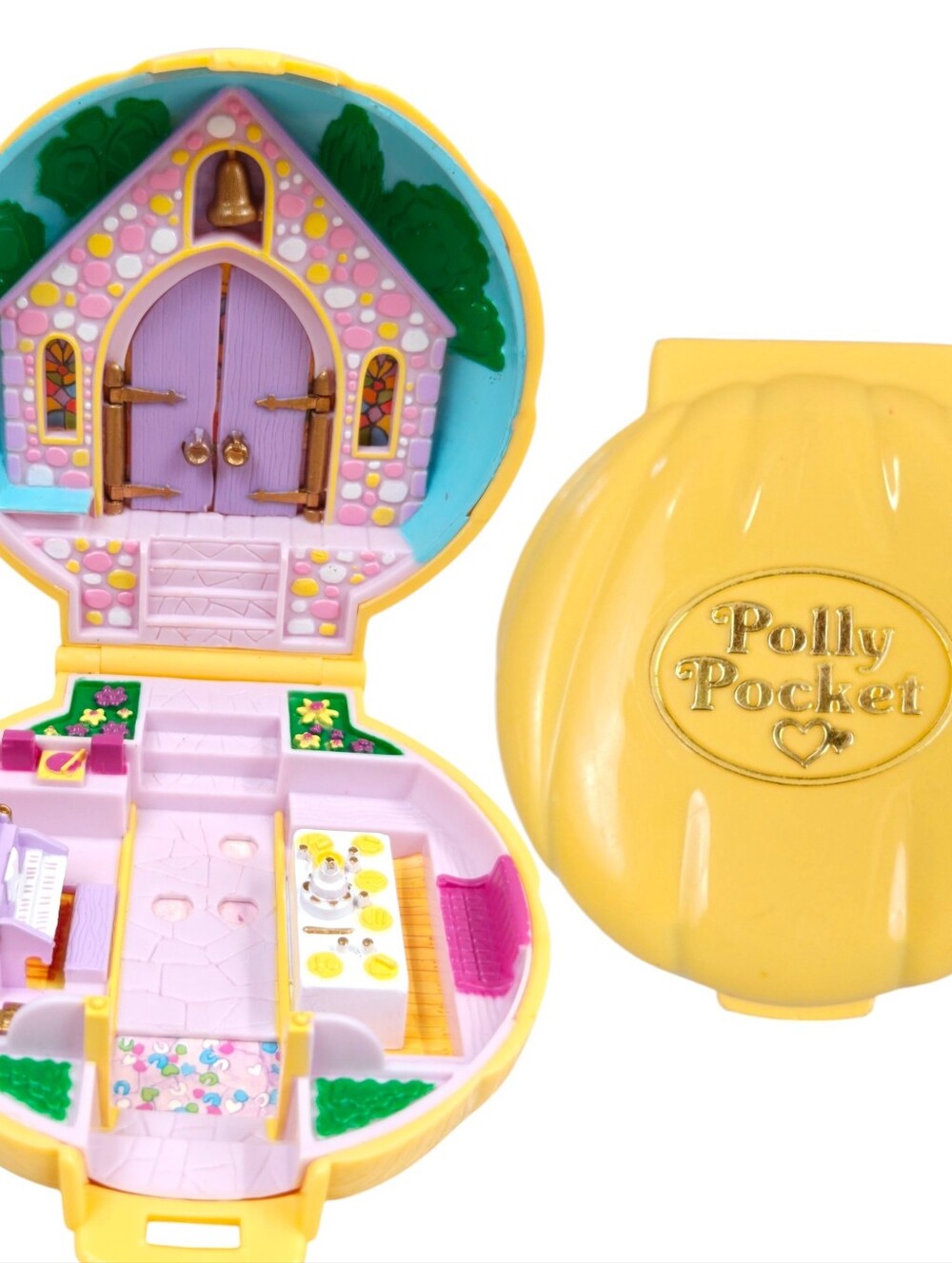 Vintage Polly Pocket 1989 Nancy's Wedding Day Compact ONLY Bluebird Toys Yellow